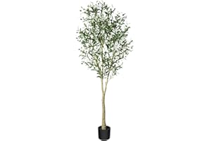 CROSOFMI Artificial Olive Tree, 6FT Fake Olive Plant in Pot, Tall Faux Plant,Potted Faux Topiary Silk Tree for Indoor Entryway Decor Outdoor Home Office Gift