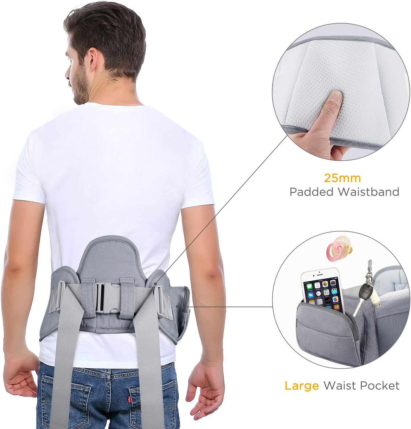 Gagaku Porte Bebe Siege De Hanche Avec Double Ceinture A Taille Reglable Ergonomique Ventral Tabouret 4 Positions Pour Bebe 0 36 Mois Porte Bebes Ventraux Bebe Puericulture