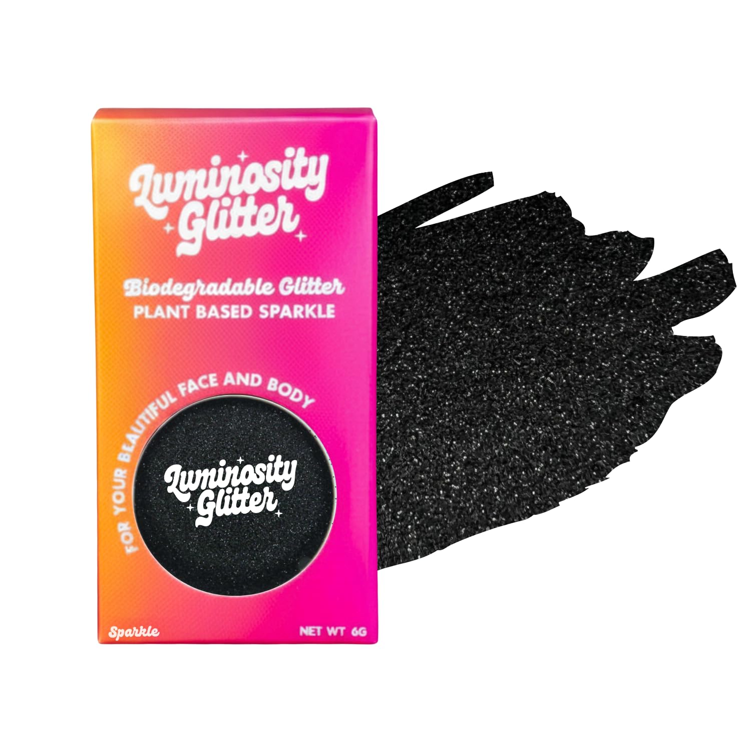 Black Fine Glitter Makeup - Biodegradable Eco Glitter - Sparkle for Your Face, Body, Hair and Nails - 6 Grams - Ultra Fine