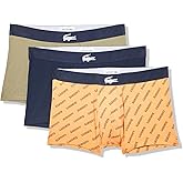 Lacoste mens Cotton Stretch Diagonal Print Trunks, 3-pack