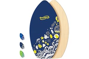 Own the Wave New Zealand ‘Hang Loose’ Skimboard with Colored EVA Grip Pad and High Gloss Clear Coat Wooden Skim Boards for Kids and Adults | Choose from 2 Sizes and Traction Pad Color