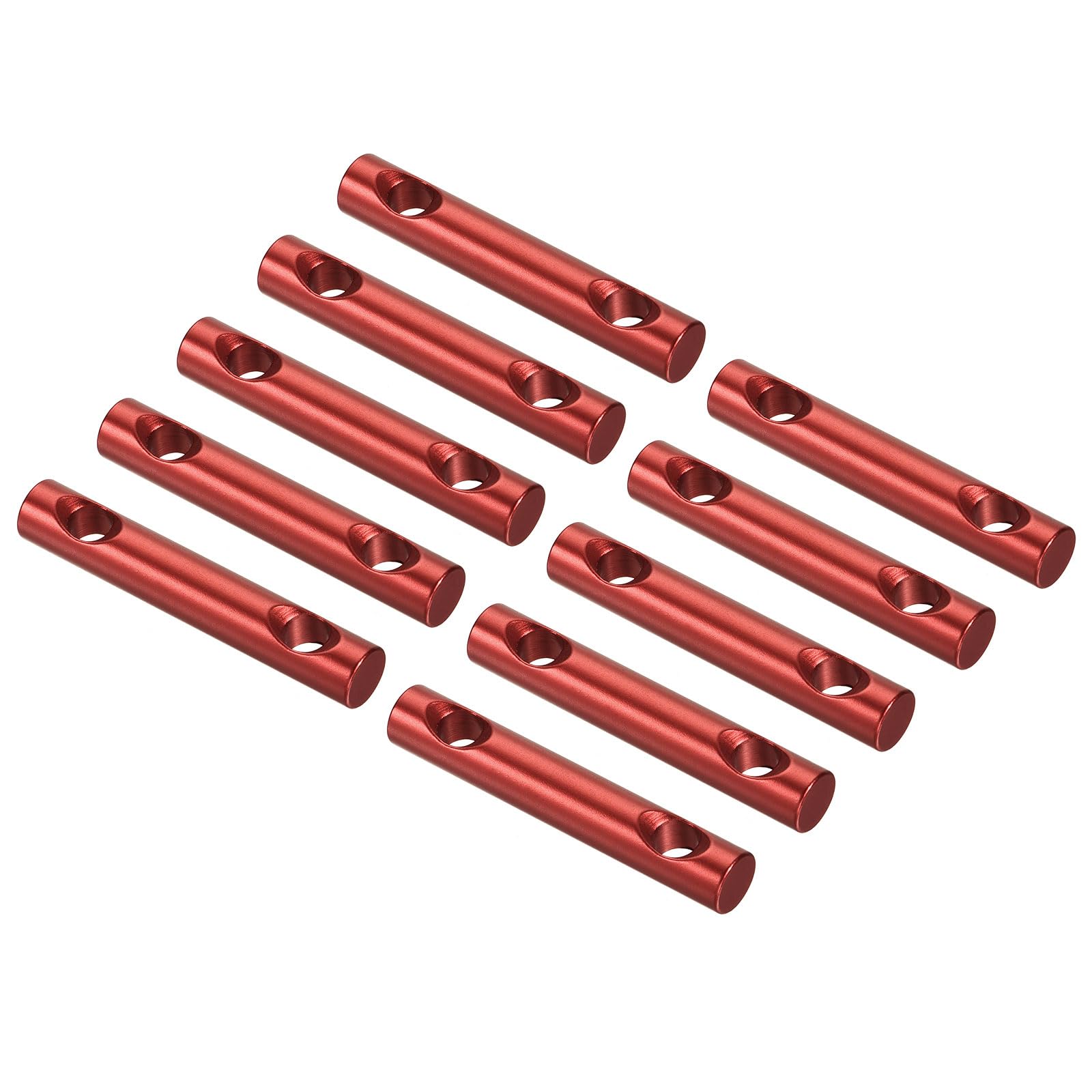 M METERXITY 10 Pack Aluminum Alloy Tent Tensioners - 2 Holes Guyline Cord Adjuster Camping Supplies, Apply to Camping Hiking Traveling (60mm, Red)