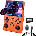 R40S Pro Handheld Game Console, Over 30,000 Pre-Installed Games, More Than 20 Retro Emulator Systems, 3.5 inch IPS Full-View HD Screen，256GB (Orange)