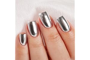 Imtiti Metallic Gel Nail Polish, Chrome Mirror Shine Gel Polish High Gloss Soak Off UV LED Metallic Silver 3D Drawing Mirror Manicure Salon DIY Design 10ML
