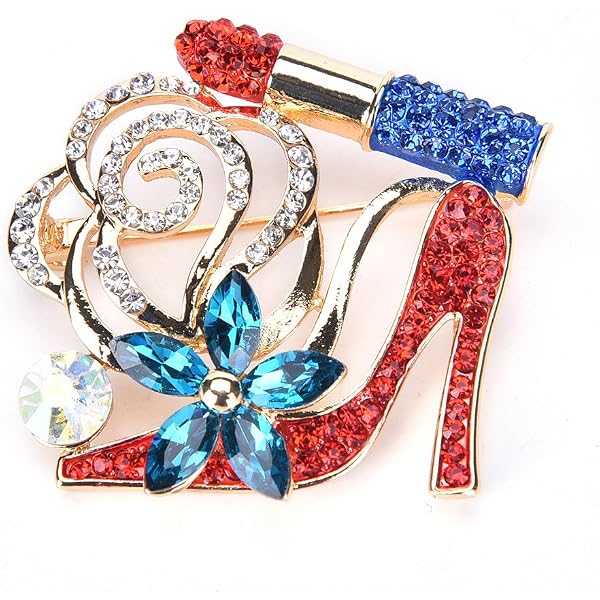 Amazon.com: Reizteko Hot Lips Lipstick Rhinestone Brooch Pin 