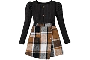 Coaturi Girl Fall Clothes Sets: 3 Piece Fall Winter Outfits Square Neck Top Skirt Shorts Sets with Hat for Tween 6-12 Years