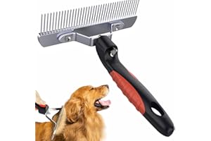 Undercoat Rake for Dogs, Long Tooth Dog Rakes Brush with Anti-Slip Handle - Dog Shedding Brushes for Grooming Long Hair Pets 