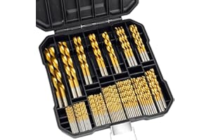 YWHWXB Metric 99 Pcs Titanium Twist Drill Bit Set,135° Tip High Speed Steel,Size from 1.5mm up to 10mm,Ideal Drilling in Aluminum Alloy/Cast Iron/Fiberglass/Plastic/Wood,with Index Storage Case
