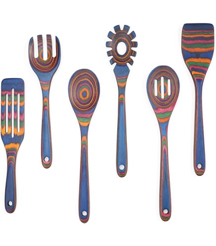 スプーン　セット Amazon.com: Island Bamboo Pakkawood 12-Inch Corner Spoon, Blue