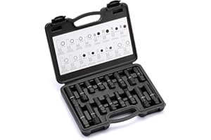 MIXPOWER 16-Piece Locking Lug Nut Master Key Set of Spline Star and Hex Style Keys, Wheel Lock Removal Kit, Thin-Walled and L