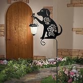 Hokfirm Dog Solar Lights Outdoor Garden, Beagle Dog Statues Outdoor,Metal Dogs Solar Lantern Garden Stakes for Yard,Lawn
