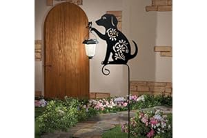 Dog Solar Lights Outdoor Garden,Hokfirm Beagle Dog Statues Outdoor,Metal Dogs Solar Lantern Garden Stakes for Yard,Lawn