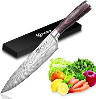PAUDIN Kochmesser Küchenmesser 20cm Profi Messer Chefmesser Allzweckmesser aus hochwertigem Carbon Edelstahl, Extra Scharfe Messerklinge mit ergonomischer Griff