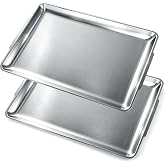 OBreezify 2 Pcs Large Stainless Steel Serving Tray Rectangle, 19.7x11.8inch | Serving Platters, Multipurpose Silver Heavy-duty Metal Tray, for Food Fruit Wedding Christmas Chip and Scratch Resistant