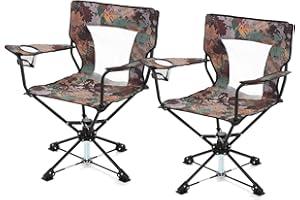 ARROWHEAD OUTDOOR 360° Degree Swivel Hunting Chair w/Armrests, Perfect for Blinds, No Sink Feet, Supports up to 450lbs, Carrying Case, Steel Frame, Fishing, High-Grade 600D Canvas, USA-Based Support,