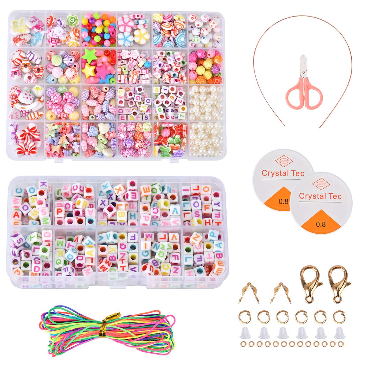 Queta DIY Bead Set, Kids Beads Bracelet,Bead String Making Set,for Making Necklace Bracelet Ring Art Craft,for Kids for Girls