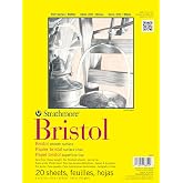 Strathmore 300 Series Bristol Paper Pad, Smooth, Tape Bound, 11x14 inches, 20 Sheets (100lb/270g) - Artist Paper for Adults and Students - Markers, Pen and Ink