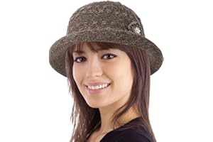 COLORSUN Women Winter Knit 1920s Vintage Bucket Bowler Hat Round Brim Warm Hat