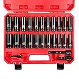 YIYITOOLS 25PCS 1/2” Drive Deep Impact Socket