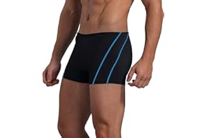 Leshang Mens Square Leg Shorts Mens Comfortable Swimsuit for Polyester PBT Fabric