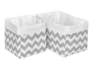 KraftKids Stoff-Körbchen in Uniweiss Chevron grau, Aufbewahrungskorb