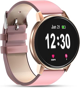 Reloj Inteligente Bluetooth para Mujeres, IP68 a Prueba de Agua con Pantalla táctil Completa de, Monitor de Ritmo cardíaco, podómetro de Seguimiento de Actividad para Android e iOS (Rosa): Amazon.es: Relojes