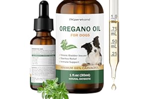 PKPEREKOND Oregano Oil for Dogs, Over 88% Carvacrol, Strengthen Bladder Function, Dog Diarrhea Relief, Natural Immune Support for Dogs, Promote Overall Health, Wild Mediterranean Oregano Oil Drop for Dog 1 fl.oz