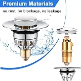 Tomario Sink Plugs Pop Up Drain 34-40mm Stainless Steel Copper Core view 2