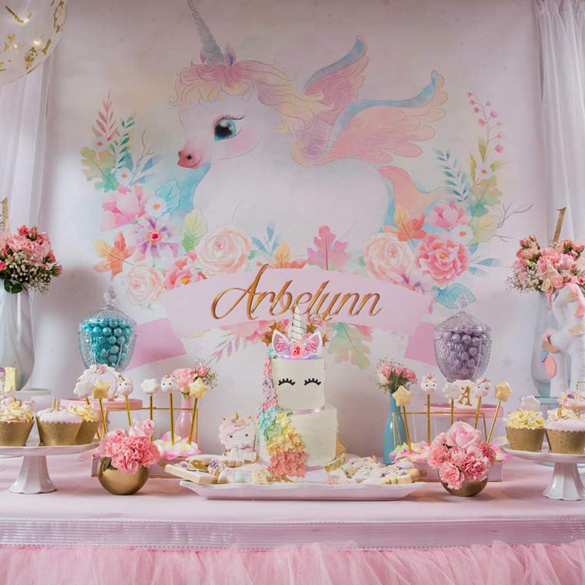 Accessoires De Decoration De Gateau Aiuin Decorations Gateau Cake Topper Rose Clair Anniversaire Licorne Mignon Gateau Licorne Accessoire Gateau Diy Oreilles Et Cils Pour Fete Anniversaire Enfant Licorne Gateau Loisirs Creatifs