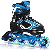 Nattork Blade Roller Skates for Boys with Light Up Wheel, Outdoor & Indoor Illuminating Black Inline Skates for Boys Little Kids Toddler Ages 5-8 4 5 6, Beginners