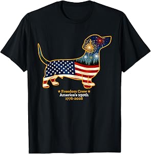 Freedom Crew Americas 250th 1776-2026 Dachshund Dog American T-Shirt
