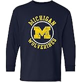 NCAA Distressed Circle Logo, Team Color Youth Long Sleeve