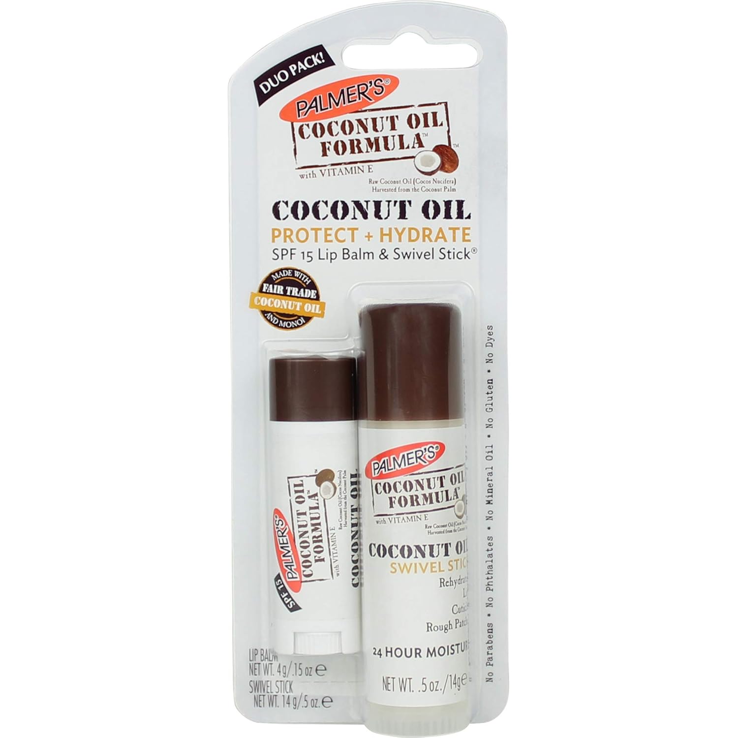 Palmer's Coconut Oil Formula Protect & Hydrate Duo Pack - SPF 15 Lip Balm & Multi-Purpose Swivel Stick