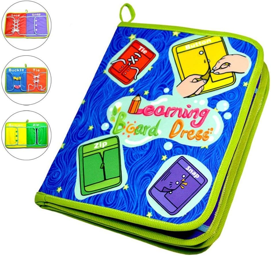 Aodicon Early Learning Basic Life Skills Toys Quiet Book,Montessori Learn to Dress Boards Toys