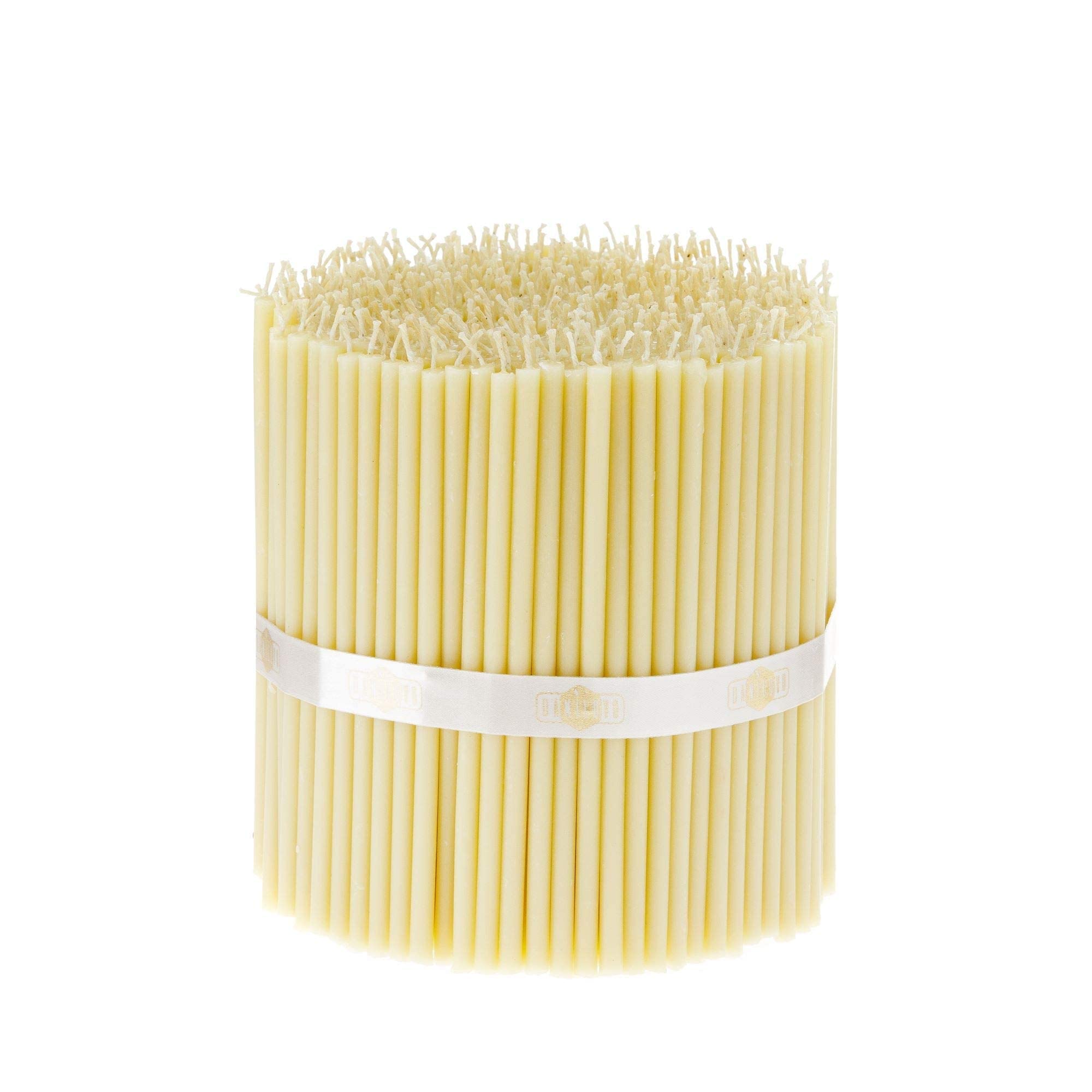 Danilovo Thin Taper Beeswax Candles - Honey-Scented, Decorative Candles Ideal for Birthday Decoration or Church Prayers - White Drip Free, Tall & Smokeless Pack of 200 pcs, 16 x 0,57 cm