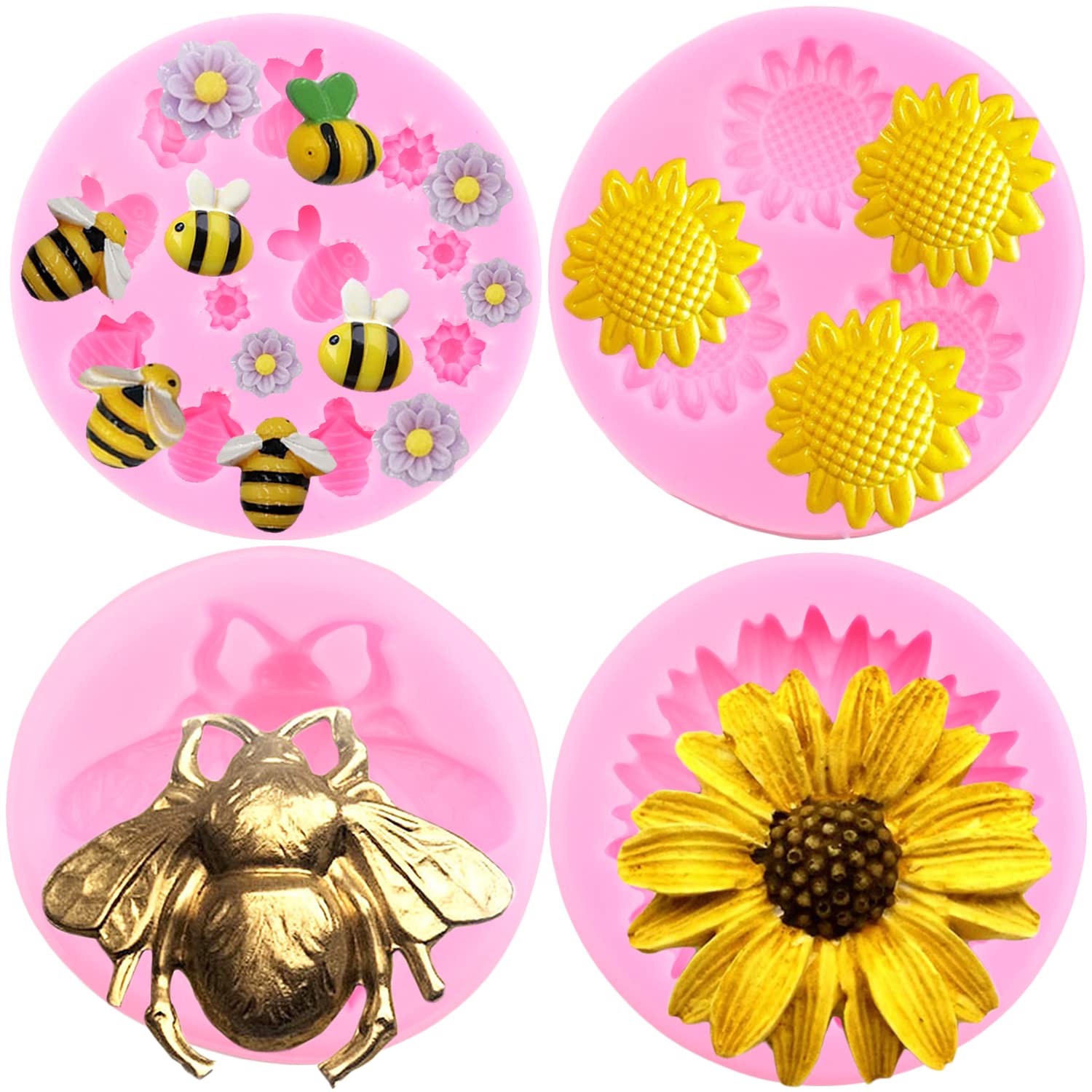 Photo 1 of **MISSING PARTS**
Mujiang Sunflower Fondant Mold Bumble Bee Silicone Molds For Cake Decorating Cupcake Topper Candy Polymer Clay Chocolate Gum Paste Set Of 4