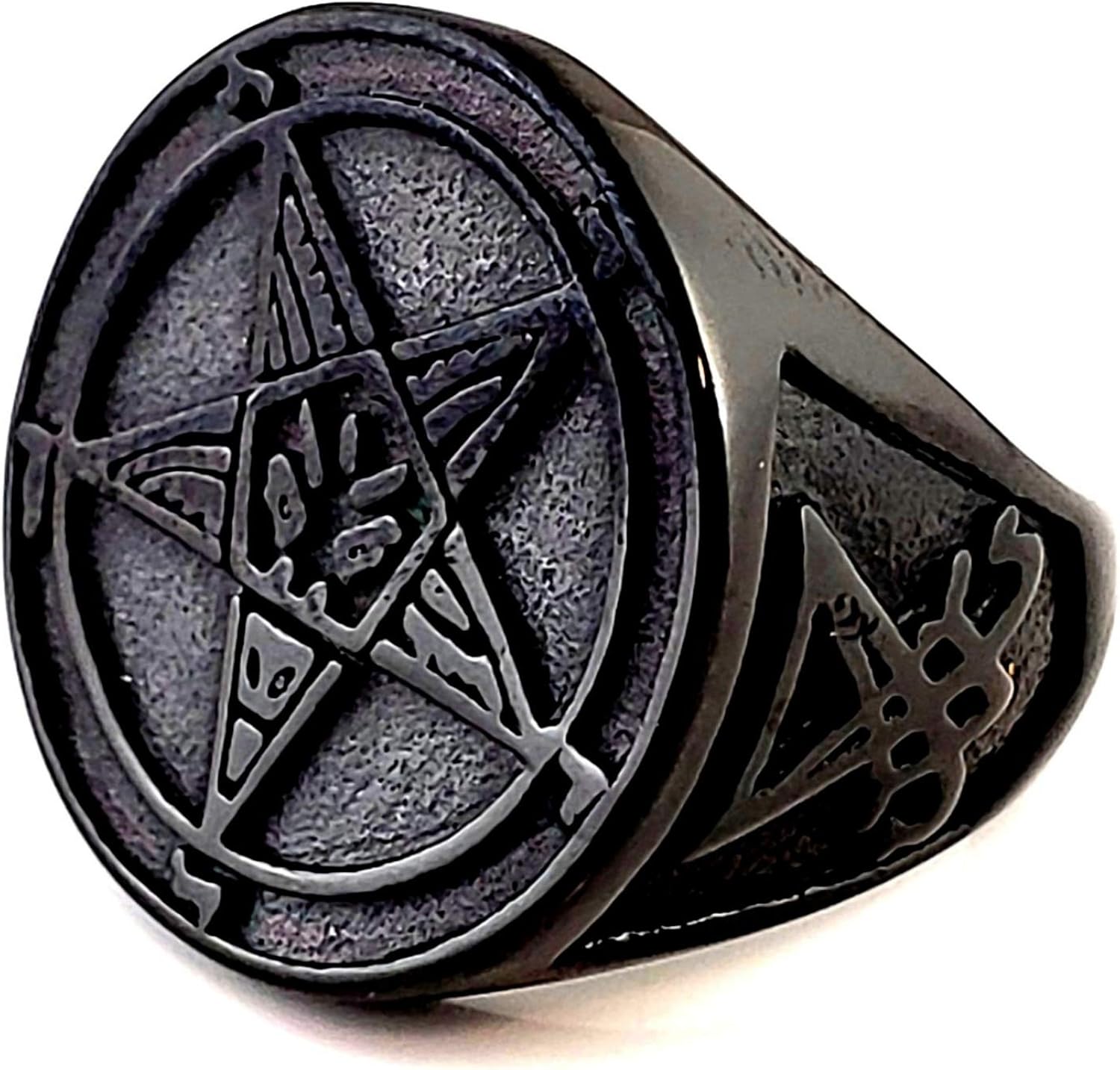 Church of Satan Sigil of Baphomet Ring - Black: Amazon.co.uk: Jewellery