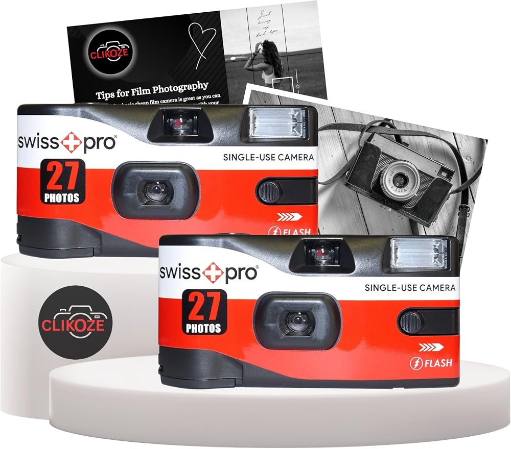 Clikoze Disposable Camera Bundle Swiss+Pro 27 Exposures with Tips Card (2 Pack)