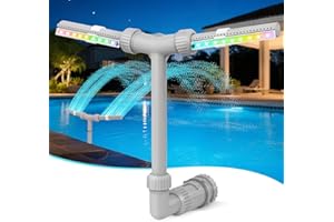 IPOOLTENG Pool Fountain with Lights | Solar Pool Fountain for Above Ground & Inground Pools,Solar Lights with Remote, Adjustable Sprinkler for Relaxation & Cooling 6-15 Degrees