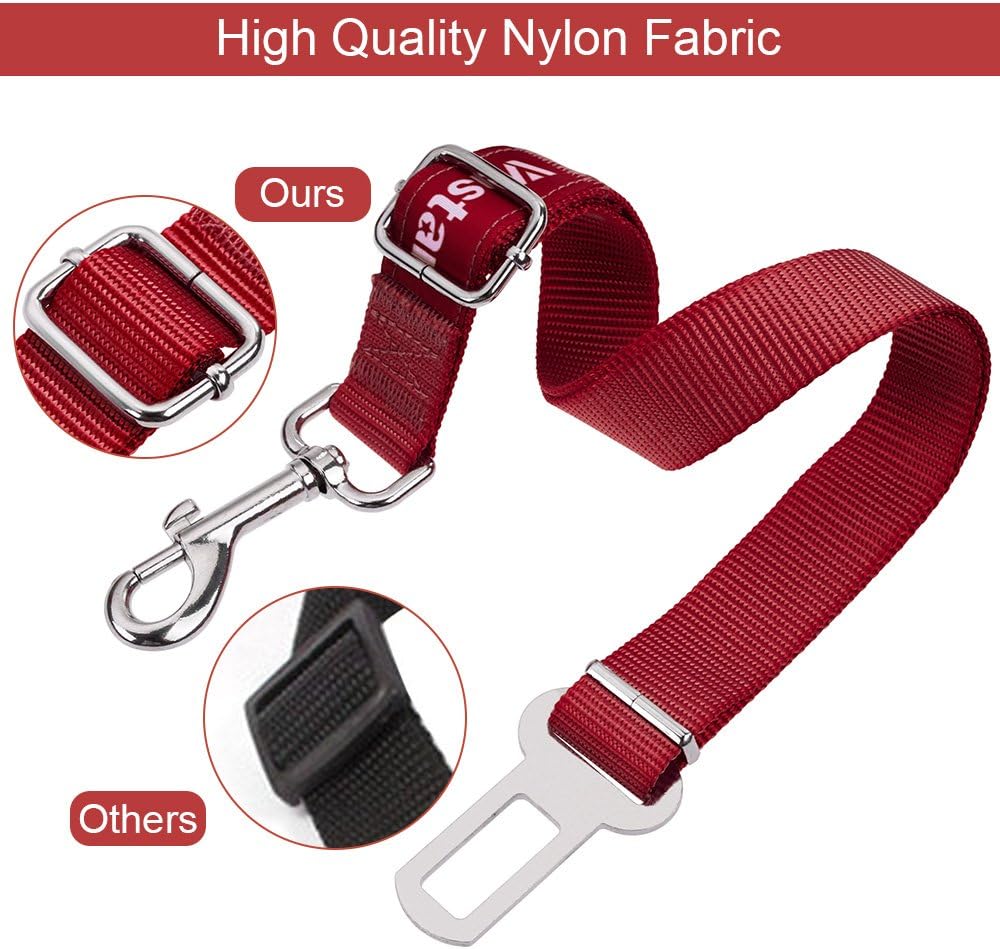 Vastar 2 Packs Adjustable Pet Dog Cat Car Seat Belt Safety Leads Vehicle Seatbelt Harness, Made from Nylon Fabric : Pet Supplies