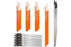 amoolo Reciprocating Saw Blades Set 15pcs, Sawzall Blades for Wood and Metal Cutting, Multi-Purpose Pruning Saw Blades Set