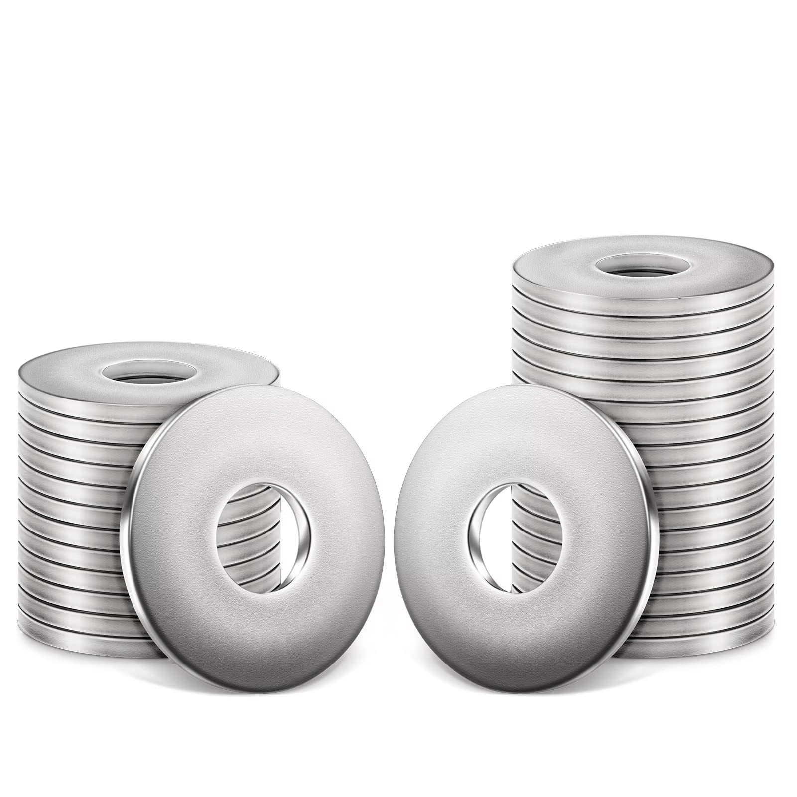 50Pcs M8 Washers, M6 x 18mm Penny Washer Leryati Stainless Steel A2 V2A Flat Washers, Round Flat Spacer Repair Lock Spacers, Metal Washer for Screws Nuts Bolt