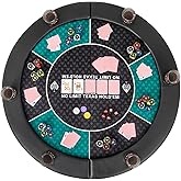 Giantex 48" Poker Table Top, 6 Player Foldable Round Blackjack Poker Table Topper w/Carrying Bag, Cup Holders, Padded Rails, 