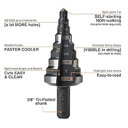 Jerax tools 1/4 to 1-1/8 Step Drill Bit Straight