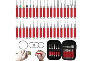 XLWJBES Upgrade 36pcs Depinning Tool Kit Automotive - Terminal Removal Tool Set with 4 Organizer Ring & Case, Electrical Conn