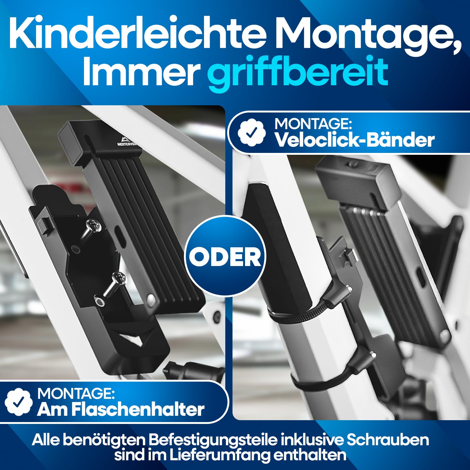 NEXTCOVER® Faltschloss Fahrrad FoldOne 100cm - Das Original - mit SteelSecure-Technologie und 3 Schlüsseln I Robustes Fahrradschloss Faltschloss, Fahrradschloss hohe Sicherheit mit Halterung 6