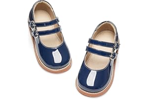 GINFIVE Toddler Girls Dress Shoes Little Kids Flats School Mary Janes Shoes
