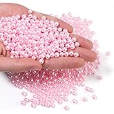 Chuyau 1000pcs Pink 6mm Pearl Beads with Hole Round Pearls for Crafting Loose Pearl Beads for Jewelry Making Fake Pearls Bead for Bracelets Necklaces Earrings Key Chains Accessories DIY