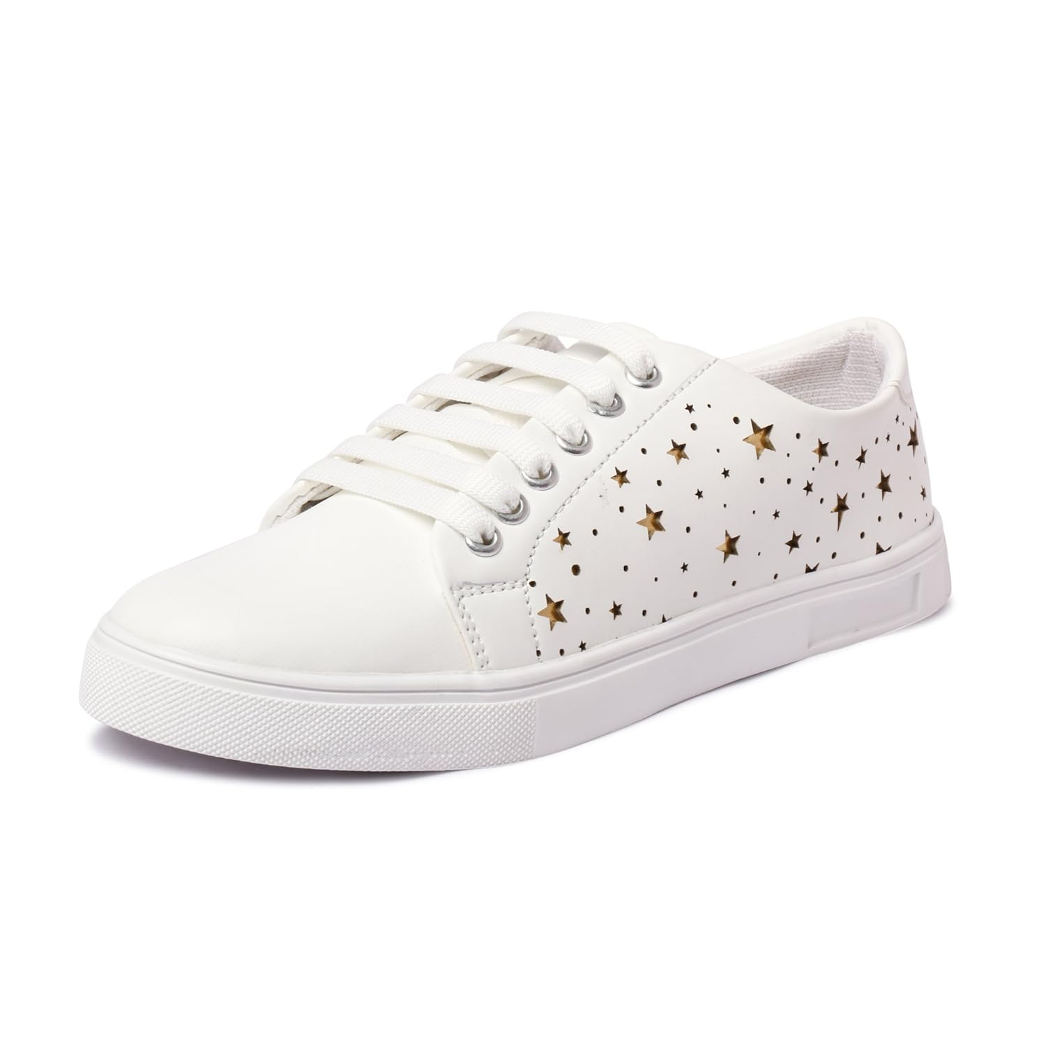 lockey women's white golden star casual sneakers