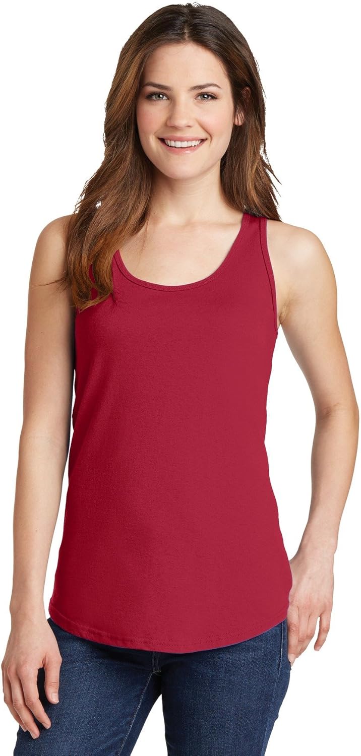 Port & Company LPC54TT Camiseta de tirantes de algodón 100 para mujer, Rojo, L Port & Company LPC54TT Camiseta de tirantes de algodón 100 para mujer, Rojo, L